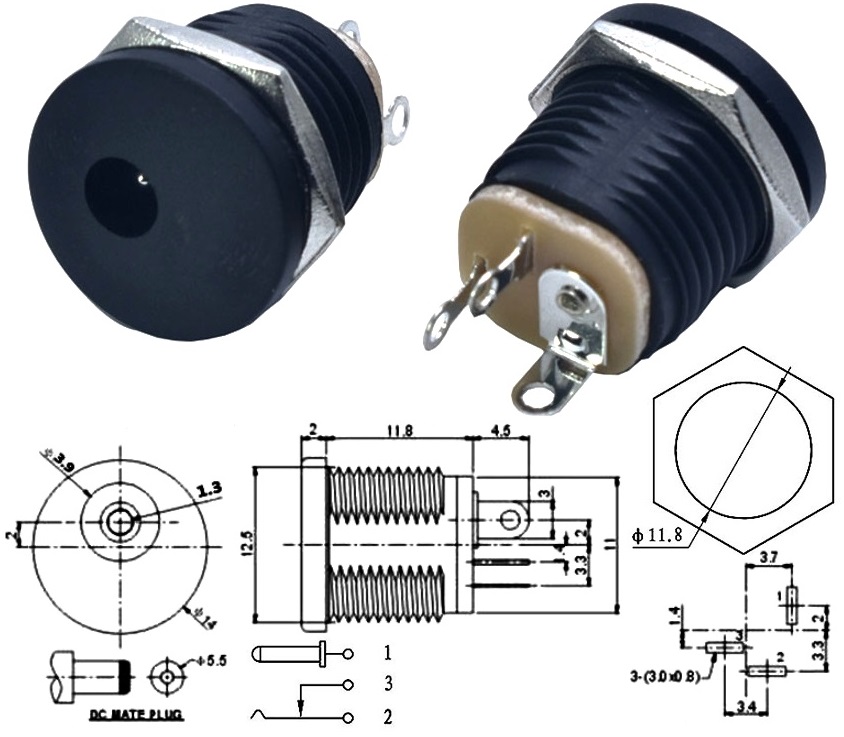 Conector Panel 3.5x1.35mm 3pin